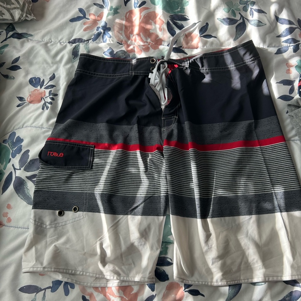Black and Gray Swim Board Shorts